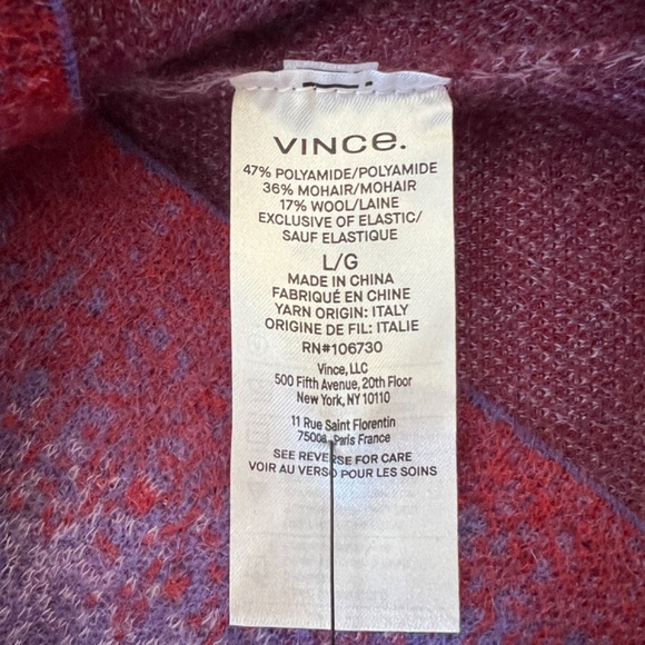 VINCE Women's Ombre Jacquard Crew Sweater L - Picture 6 of 9